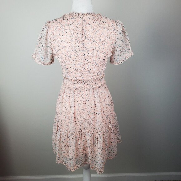 Storia Dress Women Small Pink Blue Tiered Mini Peasant Ditzy Floral Prarie Retro - Picture 16 of 16